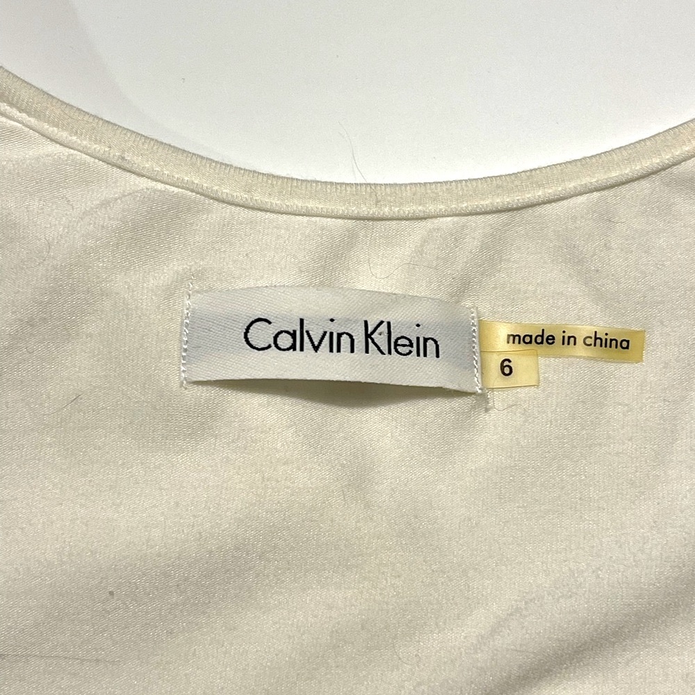Calvin Klein Sequin front Stretch Sheath Dress Crème/Off White Size 6 - Picture 10 of 13